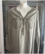 Express Women&#39;s Utility Shirtdress Roll Tab Long Sleeves Faded Green Oli... - $15.79