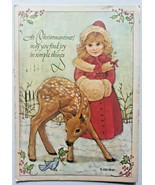 1978 Christmas Little Girl&amp; Deer. Current Inc 10c stamped Postcard Vinta... - £15.79 GBP