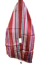 VTG RETRO Echo Scarf NWT 1970s Oblong Striped Deep Red Aqua 54x8 Rayon - $23.76