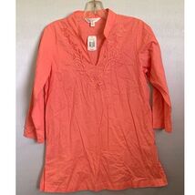 Krazy Kat Women&#39;s Coral Embroidered Floral Tunic Top Small 3/4 Sleeve - €10,20 EUR