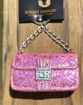 Pink Sequined Sparkly Purse Hand Bag Christmas Ornament Chain Strap New 5” - £13.50 GBP