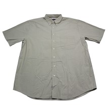 Eddie Bauer Shirt Mens L Tall Tan Green Short Sleeve Button Up Workwear - £14.61 GBP