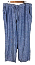 Old Navy Linen Blend Pants XL Blue Gray Pull On Wide Loose Leg Womens 16 18 - £29.17 GBP