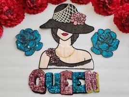 4pc/set. Fashion Girl patch, Letter Queen patch, Sequin Rose Flower patc... - £12.62 GBP