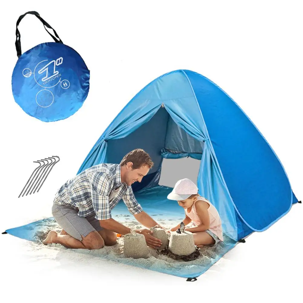 Beach Shelter UV Protection Pop-up Beach Tent 2-3 Person Waterproof Quick - £62.69 GBP