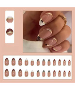 24Pcs/Set Ins Style Almond Fake Nails Leopard Print French Wearing False... - €7,83 EUR+