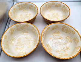 Temptations by Tara Floral Lace 24 ounce Cereal Soup Bowl gold/brown - €27,78 EUR