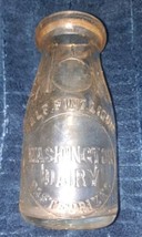 Washingt Dairy Half Pint Embossed Pasturized Milk Bottle ?Peoria Illinois? - £26.01 GBP