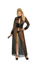 Elegant Moments Mesh and vinyl long sleeve gown with adjustable hook and eye bac - £43.79 GBP