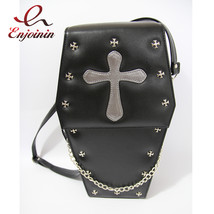 Goth Style Women Shoulder Bag Fashion Coffin Shape Rivets Purses and Handbags fo - £135.25 GBP
