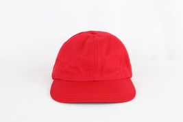 NOS Vintage 60s Streetwear Blank Leather Lined Fitted Baseball Hat Cap Red USA 7 - £38.91 GBP