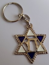 Star of David keychain from Israel, chai blessing jewish souvenir - $9.50