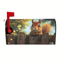 Squirrel Is Looking Over Wooden Fence Standard Size Mailbox Cover - 18&quot; ... - £7.61 GBP