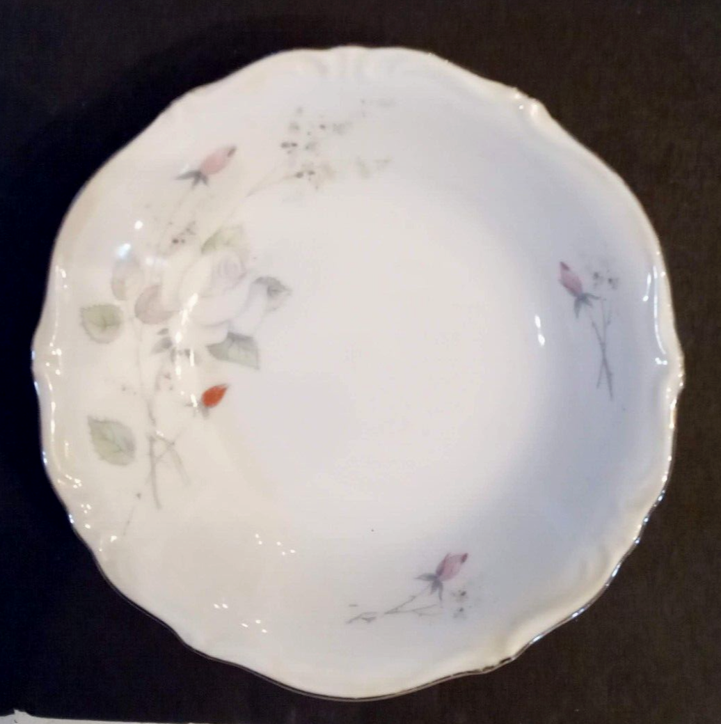 Winterling Porcelain Berry Bowl White Rose Pink Bud Schaller &amp; Co Bavari... - $7.87