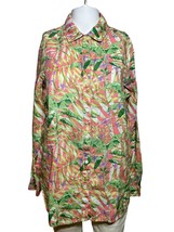 J. McLaughlin Blouse Shirt Women&#39;s S Small Pink &amp; Green Linen Top Tropical - AC - £17.25 GBP