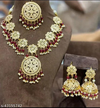 Diwali Jadau Kundan Light Weighted Rani Long Haar Jhumki Tikka Jewelry Set 01 - £39.02 GBP