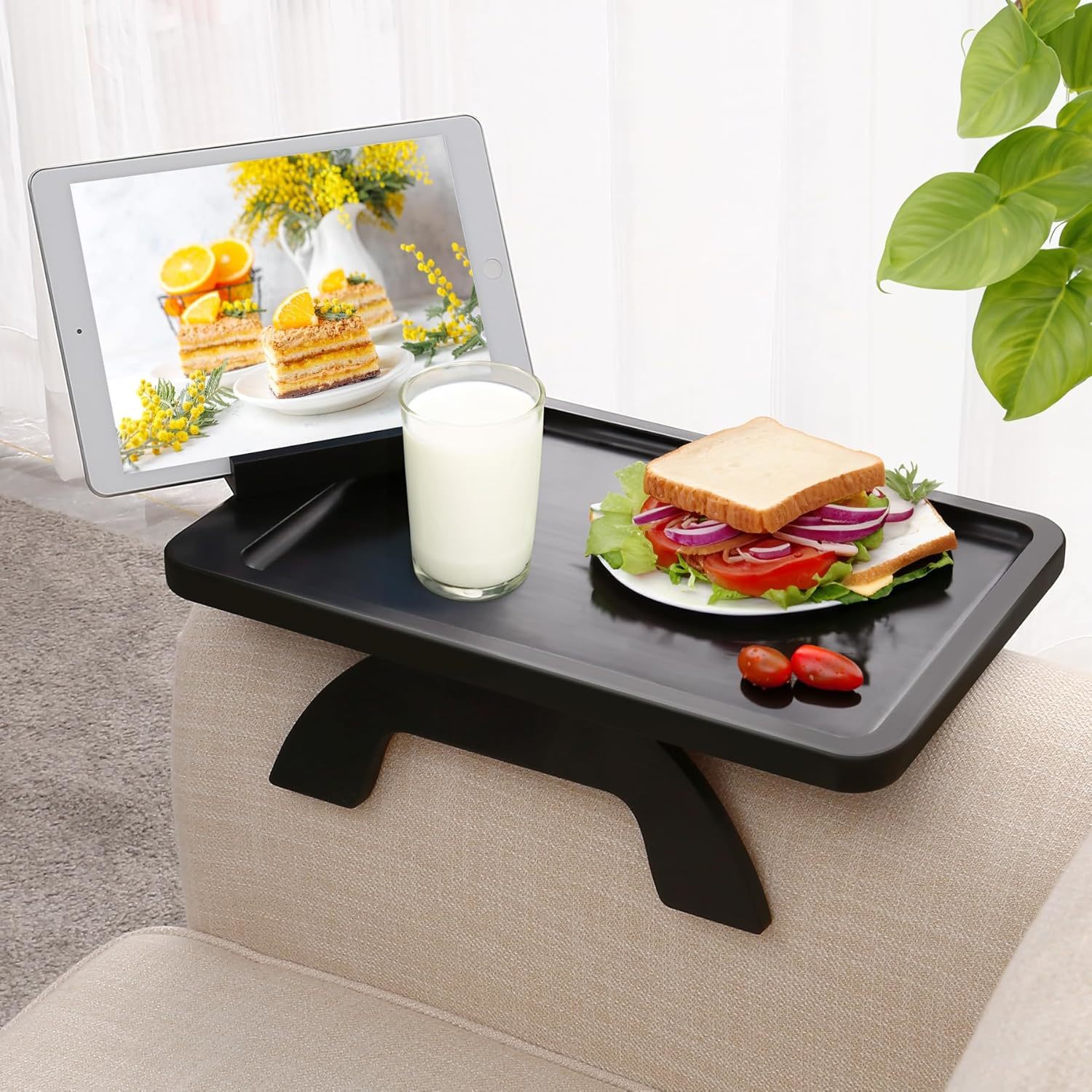 Couch Arm Table,Sofa Clip On Tray For, Large Black, 15.3&quot; D X 9.8&quot; W X 1... - $44.99