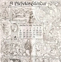 1930 St Nicholas July Calendar Art Print Historical Figures Birthdays DW... - $562.22 MXN