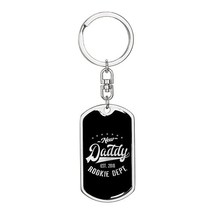 New Daddy Rookie Dept. Swivel Keychain Dog Tag Engraved 18k Gold - £54.47 GBP