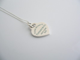 Return to Tiffany Co Blue Enamel Heart Necklace Pendant Charm Chain Love Gift - £277.53 GBP