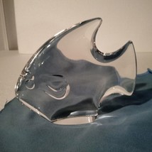 CLEAR ART GLASS SUN FISH/PAPER WEIGHT 5&quot; Tall (Base to Fin Tip) Nice Con... - $14.58