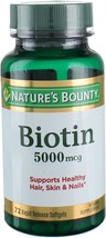 Nature&#39;s Bounty Super Potency Biotin 5000mcg - 72 softgels (Pack of 2) - £31.16 GBP