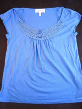 WOMENS SHIRT Size Small JONES NEW YORK Blue Cotton JEWEL TOP Blue Casual... - £6.99 GBP