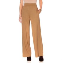 NWT MarlaWynne 552-209 Womens Size XS Camel Ponte High-Waist Wide Leg Pants - $19.75