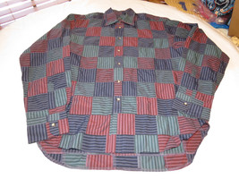 Mens IKE Behar New York  L square stripe long sleeve button up shirt casual EUC@ - £40.24 GBP