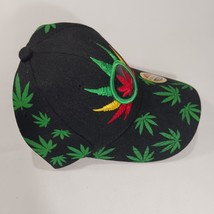 Parquet Marijuana Leaf Men's Back Strap Black Cotton Blend Baseball Cap Hat image 11