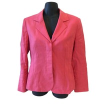 Vintage Talbots Pink Linen Blend Two Button Career Blazer Jacket Size 4 Petite - £78.46 GBP