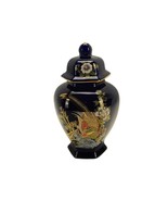 Cobalt Blue Porcelain Ginger Jar, Peacocks &amp; Flowers, Vintage Japanese - $26.82 CAD