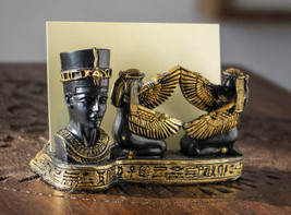Egyptian Goddess Queen Nefertiti Winged Isis Maat Pyramid Card Holder Figurine - £15.97 GBP