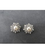 Lot 2 Sarah Coventry Snow Flake Look Pins Rhinestones Faux Pearls Silver... - £18.87 GBP