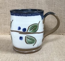 Jeanne Palmer Art Pottery Blueberries Coffee Mug Cup Rustic Cottagecore - $11.88