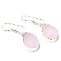 Rose Quartz Pear Shape Handmade Fashion Ethnic Earrings Jewelry 1.20" SA 3906 - £3.17 GBP