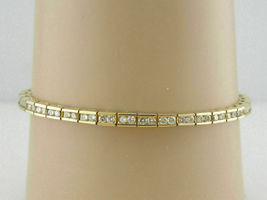 5.75CT Excellent Round Diamond 14k Yellow Gold Over Channel Set Tennis Bracelet - £139.78 GBP
