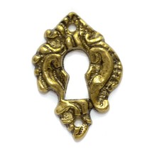 Vintage Pressed Brass Ornate Escutcheon Keyhole Key Hole Cover Plate 1.5... - £6.30 GBP