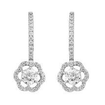 1.20 Ct Round Lab Grown Diamond Hoop Earring 14K White Gold for Women VVS-VS-EF - £691.29 GBP