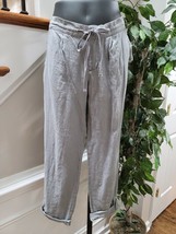 Cynthia Rowley Women&#39;s Solid Khaki Linen Mid Rise Straight Legs Pajama Pants 2 - £22.30 GBP