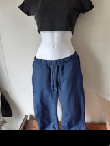 Dickies Womens Small Track Jogging Pants Straight Leg Sweatpants Navy Blue - $15.59