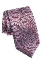 Canali Paisley Silk Tie, Color Dark Pink - $99.00
