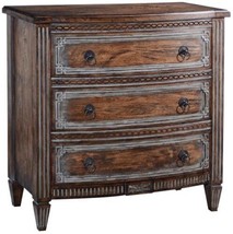 Chest of Drawers Plazzio Wood Carved Relief, Rustic Pecan Swedish Moss, Brass - £1,472.67 GBP
