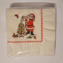 Vintage Hallmark Christmas Beverage Napkins Santa Decorating Tree NOS 15 Ct - £7.85 GBP