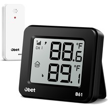 OBET Indoor Outdoor Thermometer Wireless Outdoor Thermometer Digital The... - £29.45 GBP