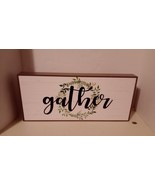 Wooden reverable Gather / Santa&#39;s Key Table Top Sign Approx. 16x7 Inches - £12.47 GBP