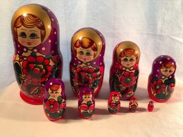 9 PC Matryoshka Russian Wooden Handmade Nesting Dolls Set Souvenir - £56.25 GBP
