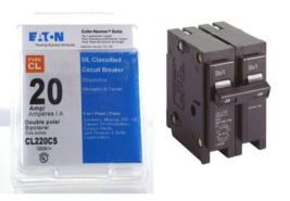 Eaton CL220CS Double Pole Ul Classified Replacement Breaker, 240V, 20-Amp - $24.74