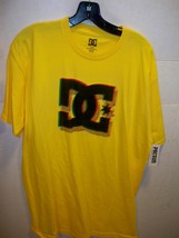 DC SHOES MEN&#39;S GUYS CLASSIC FILLED YELLOW LOGO  BLACK T SHIRT TEE NEW $30 - $17.99
