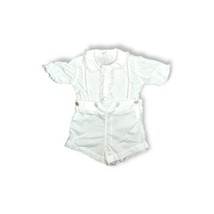 Vintage 1950s A-Lad-’N Togs Sz 3 White Christening Baptism Shorts &amp; Shirt Set B - £12.74 GBP